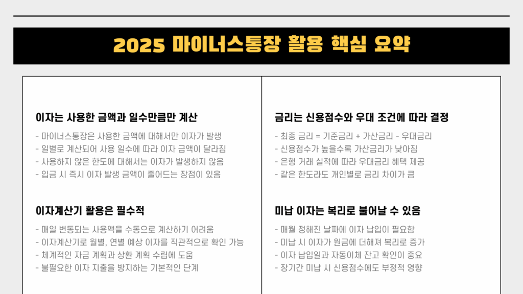 마이너스통장 이자계산기 핵심 요약