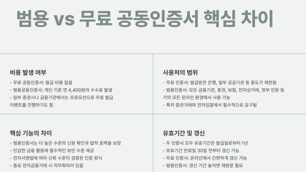 범용공동인증서 발급 차이
