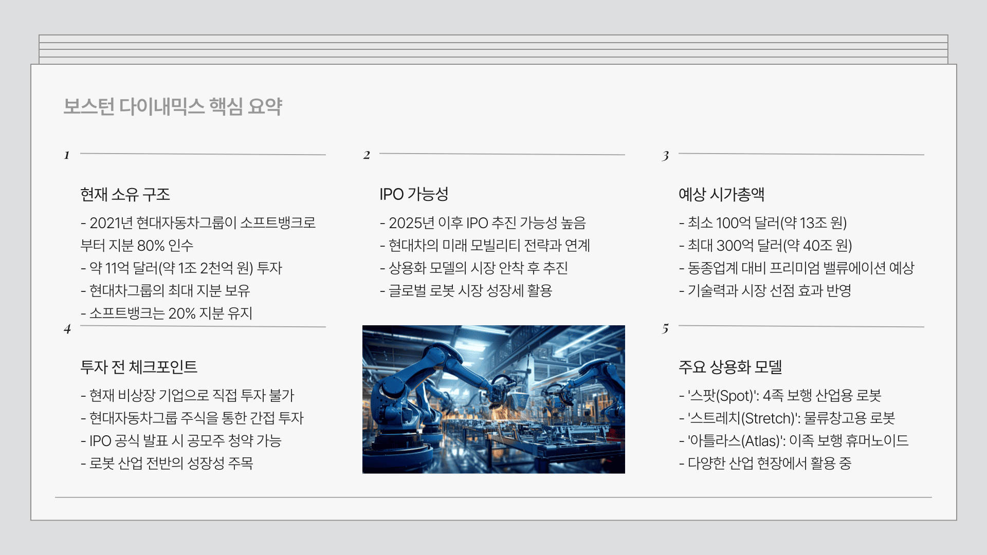 보스턴 다이내믹스 주가 요약