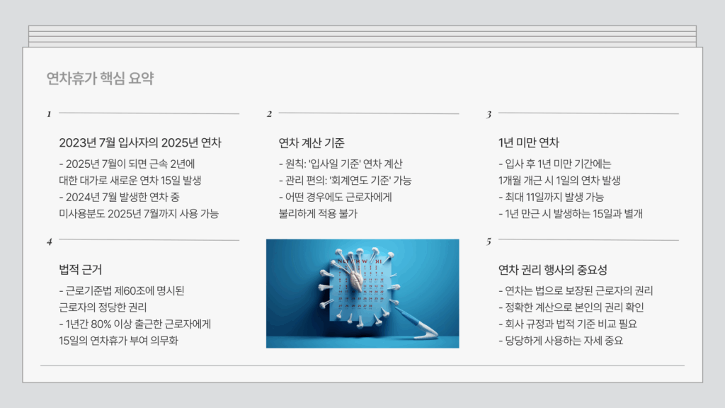 입사일 기준 연차 계산 핵심 요약