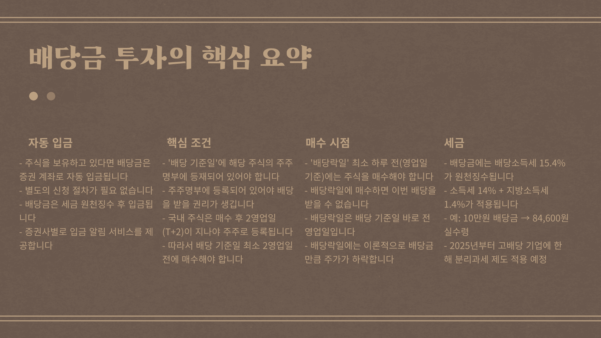 배당금 투자 요약